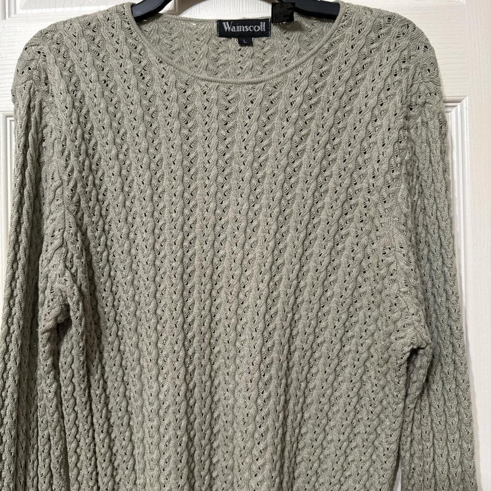 Vintage sage green 100% cotton blend cable knit sweater